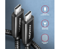AXAGON BUCM2-CM25AB Kabel USB-C - USB-C, 2.5m 5A charging, ALU, 240W PD, oplot, USB2.0, czarny - 1485419 - zdjęcie 4